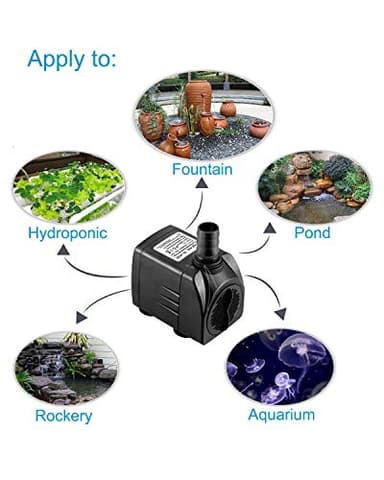 SongLong Submersible Pump 400GPH (1500L 25W) Ultra Quiet with Over Heating Protection 6.5ft High Lift for Fountains, Hydroponics, Ponds, Aquariums & More…… - Image 7