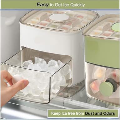 Ice Cube Tray with Lid & Bin Ice Maker for Freezer Ice Trays Ice Container- Ice Molds for Whiskey, Cocktail, Coffee Drinks, Beer with Ice Tongs Kitchen Gadgets Tools (White) - Image 2