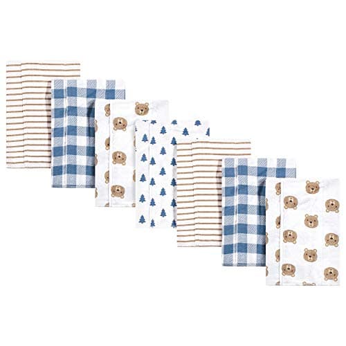 Hudson Baby Unisex Baby Cotton Flannel Burp Cloths, Little Bear, One Size