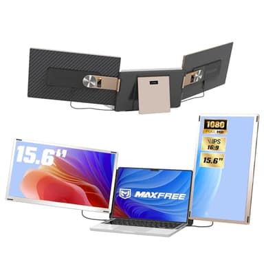 Maxfree Laptop Screen Extender, 15.6" [FHD 1080P IPS] Triple Portable Monitor, 2 Detachable Screens for Multi-Display Modes Laptop Monitor Extender Compatible with 13"-17" Laptops (Mac, Wins, Android) - Image 1