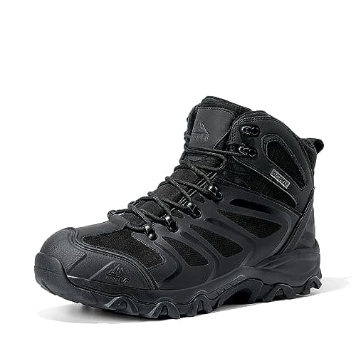 NORTIV 8 Men's Ankle High Waterproof Hiking Boots Outdoor Lightweight Shoes Trekking Trails Armadillo,Size 11W,All Black,160448_M - Image 1