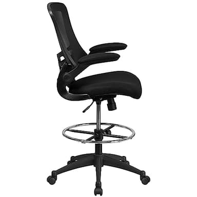 Flash Furniture Kelista Mid-Back Swivel Office Chair with Adjustable Seat Height, Ergonomic Mesh Desk Chair with Flip-Up Armrests, Black - Image 10