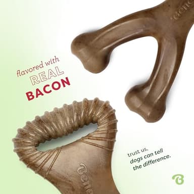 Benebone 2 Count (Pack of 1) Wishbone/Dental Durable Dog Chew Toys, Real Bacon, Made in USA, Small - Image 2