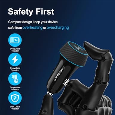 2 Pack 90W USB C Car Charger Super Fast Charging for iPhone 17 Pro Max/Air/16/15/iPad, Samsung Android Phone, Dual 45W PD Port Auto Accessories, 12V Cigarette Lighter Adapter with 3.3 ft Type C Cord - Image 6