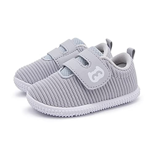 BMCiTYBM Baby Shoes Girls Boys First Walking Sneakers Infant 6 9 12 18 24 Months Grey Size 18-24 Months Toddler - Image 1