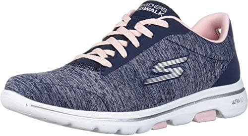 Skechers Women's Go Walk 5 True Sneaker, Navy/Pink, 6.5 - Image 1