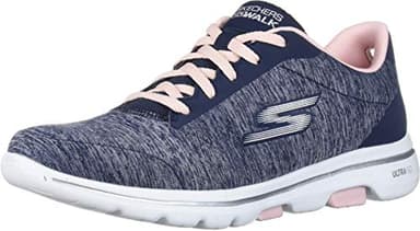 Skechers Women's Go Walk 5 True Sneaker, Navy/Pink, 6.5 - Image 1