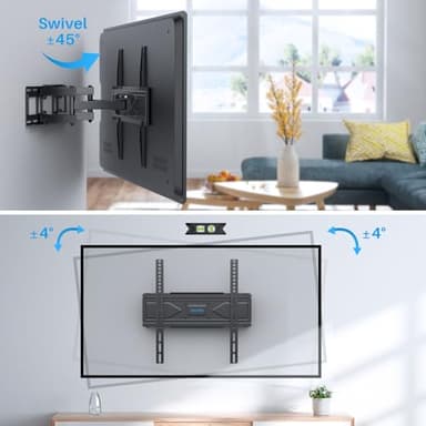 USX STAR UL Listed Full Motion TV Wall Mount Bracket for Most 32-70 inch TVs, Swivel Extend Tilting TV Mount, Max VESA 400x400mm, Holds up to 99 lbs & 16" Wood Studs with Hole Drilling Template - Image 4