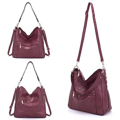 Large Crossbody Purses Set For Women Shoulder Bag Tote Handbags Ladies Hobo Bags With Wallet 4PCS Red - Image 2