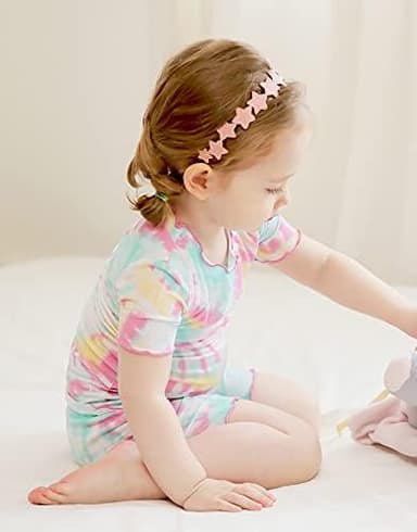 VAENAIT BABY Infant Toddler Kids Junior Soft Bamboo Pajamas Tie Dye Short Summer Pjs 2pcs Set 6M-12Y - Image 4