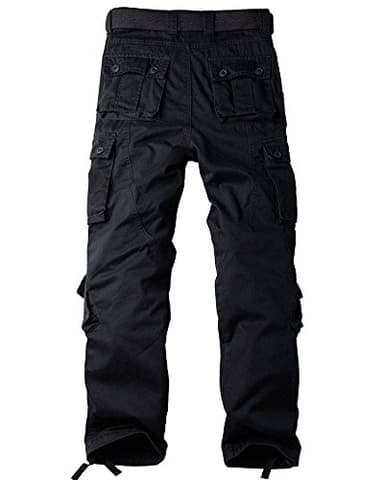 Men's BDU Casual Military Pants, Tactical Wild Army Combat ACU Rip Stop Camo Cargo Work Pants Trousers with 8 Pockets #7533 Black 30 - Image 5
