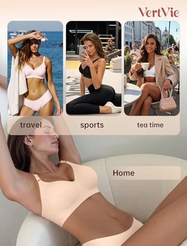 Vertvie Womens Wireless Bras No Underwire Push Up Bra Seamless Supportive Full Coverage Everyday Bras Regular and Plus Size(Nude,Large) - Image 6