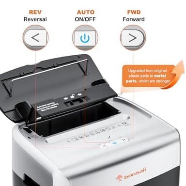Bonsaii Paper Shredder for Office, 110-Sheet Autofeed Heavy Duty Shredder for Home Office Use, 30 Minutes/Micro Cut/P-4 High Security Level/6 Gallon Large Bin - Image 7