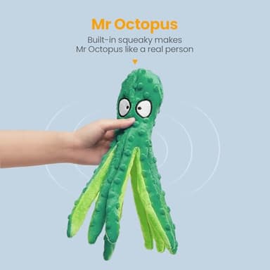 HGB Squeaky Dog Toys - Octopus No Stuffing Crinkle Plush Large Dog Toys to Keep Them Busy for Puppy Teething Chewing, Pet Supplies for Small, Medium, and Large Breeds, 2 Pack - Image 2
