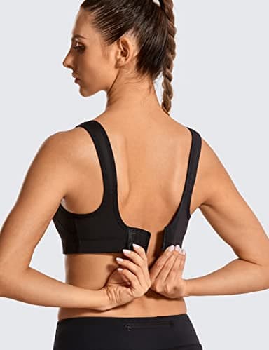 SYROKAN Front Adjustable Sports Bras for Women High Impact Wirefree Comfort No Bounce Support Workout Running Bra Black 38DD - Image 3