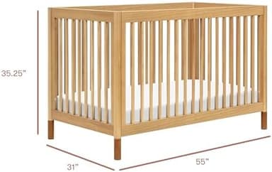 Babyletto Gelato 4-in-1 Baby Crib Convertible to Wooden Toddler Bed, Daybed & Full-Size Bed, GREENGUARD Gold Certified - Made of 100% Solid Wood, Includes Toddler Conversion Kit - Honey with Vegan Tan - Image 5