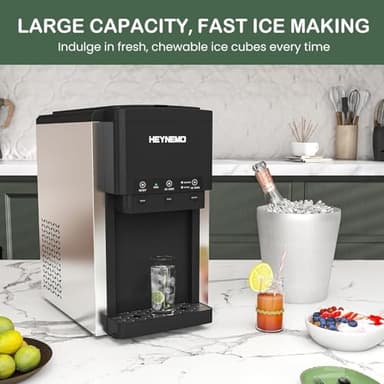 Heynemo 3-in-1 Ice Maker, Ice Dispenser for Ice Making, Ice Crushing, Ice Water, Nugget Ice Machine Countertop, 44lbs Daily Capacity, 12 Ice Cubes in 6 Mins, Perfect for Home, Kitchen, RV Use - Image 9