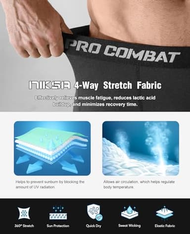 Niksa 4 Pack Compression Shorts Men with Pocket, Spandex Running Shorts Sport Athletic Workout Performance Underwear - Image 5