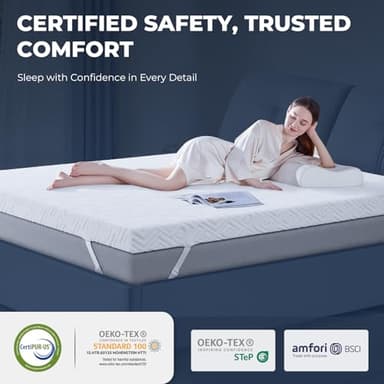Memory Foam Mattress Topper - 3 Inch Gel Mattress Pad for Pressure Relief, Premium Soft Cooling Sleep Bed Topper, Non-Slip Design with Removable & Washable Cover,Twin - Image 3