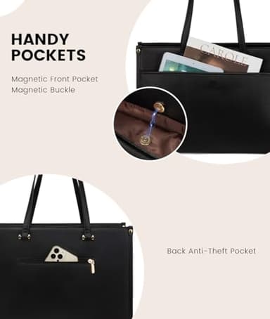 LOVEVOOK Laptop Bag for Women, 17.3'' Laptop Tote Purse 2-in-1 Professional Work Bag Business Briefcase with Clutch Purse, Waterproof Leather Computer Handbag for Teacher Office Travel - Image 7