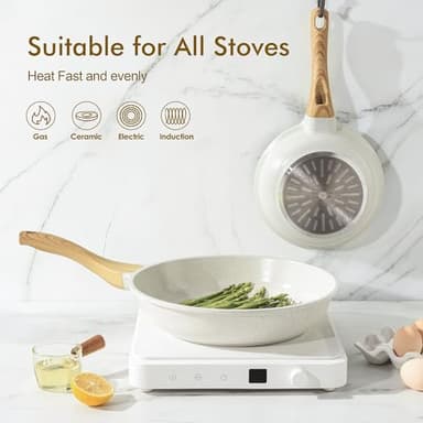 SENSARTE Nonstick Ceramic Frying Pan Skillet, 9.5 Inch Omelet Pan, Healthy Non Toxic Chef Pan, Induction Compatible Egg Pan with Heat Resistant Handle, PFAS-Free - Image 3