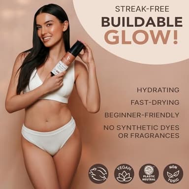 Self Tanner Mousse - USA Made with Natural & Organic Ingredients, Self Tanning Mousse for Dark Fake Tan, Sunless Tanner, Clear & Non Toxic Tanning Foam for Streak Free Finish & Natural Glow - Image 4