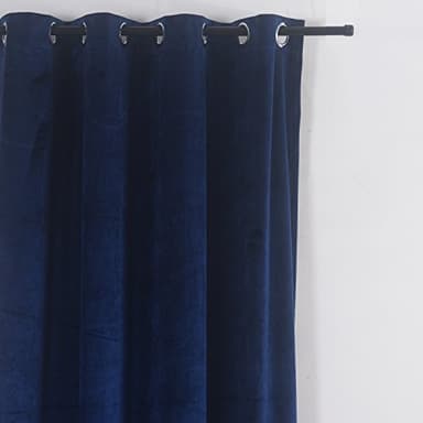 Cherry Home Set of 2 Velvet Flannel Room Darkening Blackout Curtains Panels Drapes Grommet 52 Wide by 108 Long Navy Royal Blue for Living Room - Image 3