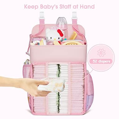 Maliton Hanging Diaper Caddy Nursery Caddy Organizer for Playard, Wall or Crib, Diaper Stacker with Baby Essentials Storage - Image 7