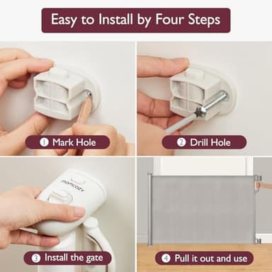 Momcozy Retractable Baby Gate, 33" Tall, Extends up to 55" Wide, Child Safety Baby Gates for Stairs, Doorways, Hallways, Indoor, Outdoor - Image 5