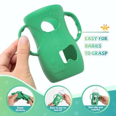 3 Pack Silicone Sleeves for Philips Avent Natural Glass Baby Bottle, Food Grade Silicone Cover and 3pcs Travel Caps, Lids Replacement (White+Blue+Green, 8oz) - Image 5