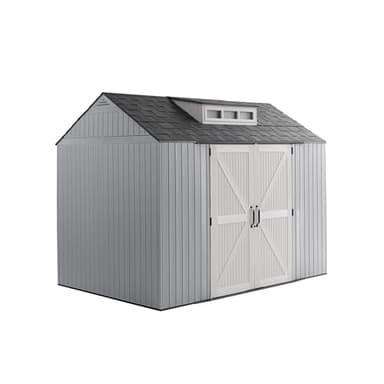 Rubbermaid Extra Large Resin Outdoor Storage Shed With Floor (7 x 10 Ft.), Weather Resistant, Brown, Organization for Home/Lawn Mower/Backyard Equipment/Bike Storage/Pool Supplies - Image 1