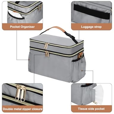 GDNasist Breastmilk Cooler Bag with 6 Ice Pack, Wearable Breast Pump Bag Compatible with Willow, Elvie, Medela & Momcozy M5/S12 Pro Pumps & Accessories for Work, Travel and Family Use Grey - Image 5