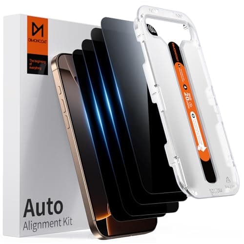 DIMONCOAT 4-PACK for iPhone 16 Pro Privacy Screen Protector [Auto Alignment Kit] [10X Military Protection] Tempered Glass Film Compatible with 16 Pro 6.3 inch [Case Friendly] - Image 1