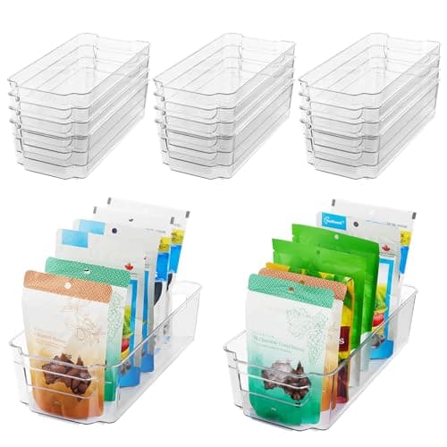 HOOJO Refrigerator Organizers and Storage - 14pcs Clear Plastic Bins For Fridge, Freezer, Kitchen Cabinet, Pantry Organization and Storage, BPA Free Fridge Organizer, 12.5" Long-Medium - Image 1
