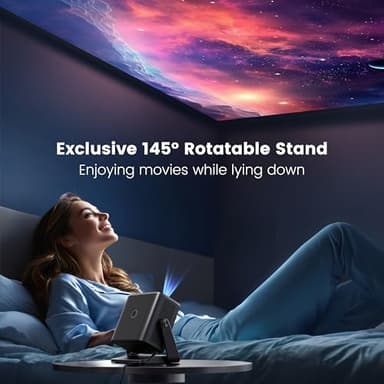 [Electric Focus & Auto Keystone] Mini Projector with WiFi Bluetooth, PUTRIMS Portable 1080P Support Movie Projector 145° Rotatable 50% Zoom Fully Sealed Small Projector for Phone TV Stick HDMI USB - Image 4