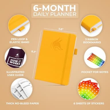 Clever Fox Daily Planner – Undated Planning Notebook with Hourly Schedule & To-Do List – Personal Day Task & Work Organizer, 6 Months (Amber Yellow) - Image 2