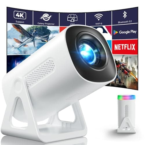 [Built-in Apps & Star Modes & Ambient Light] OPOQO 4K Mini Projector with WiFi and Bluetooth, Full HD 1080P Supported, 270° Portable Outdoor Movie Projector for TV Stick/Smartphone/HDMI/USB - Image 1