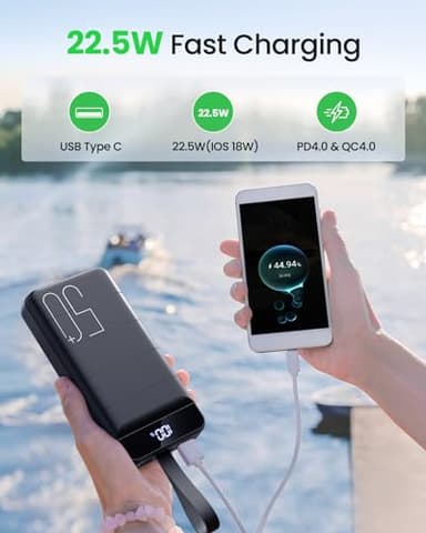 Morfec Power Bank Fast Charging 50000mAh - 22.5W Portable Charger USB C Quick Charge with 4 Outputs & 3 Inputs LED Display Huge Capacity External Battery Pack for iPhone, Samsung, iPad etc - Image 3