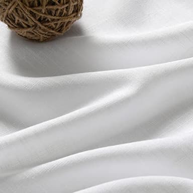 Nanspring White Linen Curtains 84 inches Long for Bedroom Back Tab Light Filtering Privacy Sheer Modern Farmhouse Coastal Decor Off Cotton Textured Gauze Curtain Living Room 2 Panel Set - Image 3
