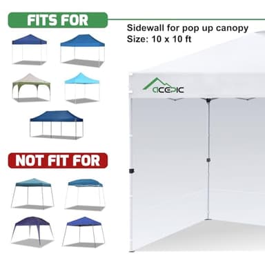 Acepic Instant Canopy Tent Sidewalls for 12x12 Pop Up Canopy 210D Waterproof, 3 Piece Sidewalls, White(3PCS Sidewall Only, Canopy Tent NOT Included) - Image 4