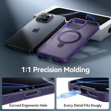 CASEKOO Designed for iPhone 16 Pro Case with Magnetic Invisible Stand [Military Drop Protection] [Compatible with MagSafe] Shockproof Slim Translucent Matte Case 6.3 Inch, Purple - Image 6
