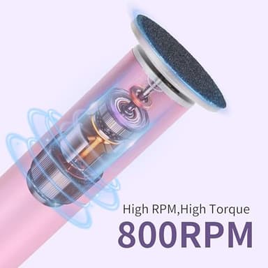 FancyJun Electric Foot Callus Remover with 120pcs Sandpaper Discs(3 Sizes), Professional 800RPM Aluminum 4.8 Inches Callus Remover for Feet, Stepless Speed Control for Dead Skin (Purple) - Image 4