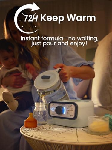 GROWNSY Baby Instant Warmer, Glass Water Boiler with Accurate Temperature Control for Formula, Coffee and Tea, 1.3 Liter Electric Kettle with LCD Display and Timer - Image 5