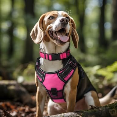 Joytale Reflective Dog Collar, Soft Neoprene Padded, Metal D-Ring, Nylon Pet Collar Adjustable for Large Dogs, Hotpink, L - Image 2