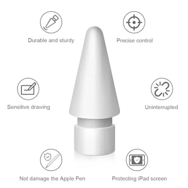 SIXFU Replacement Tips for Apple Pencil 2nd Generation/ 1st Generation Tips, iPencil Nibs Accessories for iPad Pro Pencil 2/1 Gen(4 Pack) - Image 4