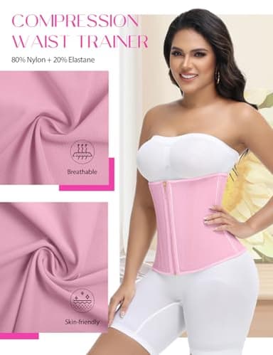 SHAPSHE Waist Trainer for Women Tummy Control Workout Waist Cincher Corset Shapewear Postpartum Body Shaper Faja with Zipper Hook Pink - Image 8