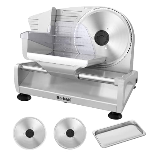Meat Slicer, 200W Meat Slicer Machine for Home, DC Motor Quiet Deli Slicer with 2 Removable 7.5'' Stainless Steel Blades, Adjustable Dial for 0-15mm, Electric Food Slicer for Meat, Cheese, Bread - Image 1