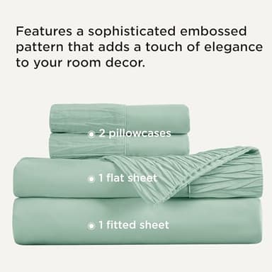 Bedsure Queen Sheet Set - 4 Pieces Soft Queen Size Sheets - Breathable & Cooling - Hotel Luxury - Easy Care Polyester Microfiber Bedding for Women, Men, Mint Green - Image 2