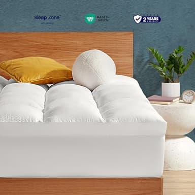 SLEEP ZONE Mattress Topper Twin XL Size, Extra Thick Fitted Mattress Pad for Back Pain, Plush and Support Mattress Cover, Deep Pockets Mattress Protector, Hotel Quality (White, Twin XL) - Image 2