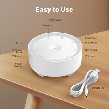 Kipcush Sound Machine & Night Light for Adults/Baby/Kid. White Noise Machine with Max 8H Timer & 20 Soothing Sleep Sounds. Small Size & Portable Design for Bedroom, Office, Travel. Favorites Buttons - Image 7
